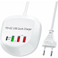 Miniatyrbild 1 av 5: USB C Snabbladdare, USB PD QC 3.0 Strömladdare för Snabbladdning 4 Portar Multipla USB Strömadapter för iPhone iPad