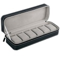 Miniatyrbild 1 av 5: IC 6 Fack Klockbox med Dragkedja Organizer Läder Smycken Klockbox