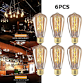 Miniatyrbilde 2 av 5: 6 stk Vintage Retro St64 E27 Edison-glødelamper 40w Glødetråd Varm Hvit [DB]