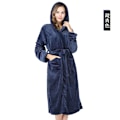 Miniatyrbilde 1 av 2: Europeisk og amerikansk høst- og vinterflanell tykk nattkjole med forlenget slips, ensfarget hettegenser for kvinner Hat and robe navy blue L