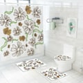 Miniatyrbillede 2 af 5: IC Lille serie af friske blomster trykte rose firedelt polyester bruseforhæng toilet gulvmåtte, A9
