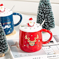 Miniatyrbilde 3 av 5: Juletrykket krus festlig atmosfære hjem keramisk kaffekopp trykt tegneserie White