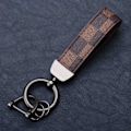 Miniatyrbilde 1 av 3: Multifunksjonell gammelt mønster kreativt rutet lær Universal nøkkelring i ekte lær brun IC