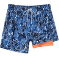 Badshorts med kompressionsfoder i stretch, blå Blue L