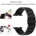 Miniatyrbillede 3 af 5: IC Kompatibel med Apple Watch rem 42/44/45 mm, rem i rustfrit stål, Apple Watch Series 7/6/5/4/3/2, 38 mm 40 mm 41 mm sort