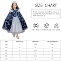 Miniatyrbillede 7 af 7: Anna Kostumekjole til piger med snefnugspels krave, børneprinsessekostume til karnevalsfest, udklædningsfest til Halloween Blue 150 cm