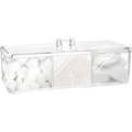 1 pc Square Qtip Holder, 3-Compartment Cotton Pad and Pad Organizer, Clear Acrylic Containers with Lids for Bathroom Vanity