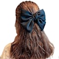 Miniatyrbilde 5 av 5: 6-delt satin stor sløyfe hårklipp sett, hårklipp stor sløyfe sløyfe chiffon fjær hårklipp retro fransk dame stil