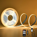Miniatyrbild 1 av 7: 5m COB LED-tejp 3000K 24V COB LED-remsa Varmvit med fjärrkontroll/IP30 Vattentät/1600 LED/8mm Bredd Dimbar LED-remsa för sovrum Heminredning 3000 k
