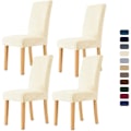 Miniatyrbild 1 av 5: Stolsöverdrag för matstolar, High Stretch Sammets matstolsöverdrag Set om 4, Beige stolsöverdrag för kök, hotell, bröllop, fest, 4 st.