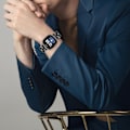 Miniatyrbillede 6 af 7: Rustfrit stållänkarmband till Fitbit Versa3/4/Sense 2 Svart Sort