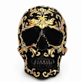 Miniatyrbillede 1 af 3: IC Harts Håndværk Sort Dødningehoved Guld Carving Halloween Fest Dekoration Dødningehoved Skulptur Ornament Hjemindretning Tilbehør