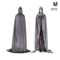 Pikkukuva 1 / 5: IC Keskiaikainen Vampyyri Sametti Huppuinen Takki Pitkä Robe Noita Viitat Hall Gray M
