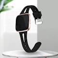 Miniatyrbillede 4 af 5: Vandretæt ur smart ur armbånd silikone erstatning til Fitbit Versa2/versa Lite/versa burgunder Small Wine Red