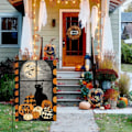 Pikkukuva 5 / 5: IC Halloween-kurpitsa Temppu tai herkku Boo Puutarhalippu 12 x 18 tuumaa kaksisivuinen, musta kissa lepakko kuu loma piha koristeellinen ulkolippu