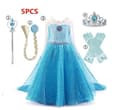 Elsa prinsessklänning + 4 extra tillbehör Blå Blue 130 cm