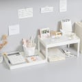 Miniatyrbilde 3 av 5: IC Multifunksjonelle Hyller Dobbeltlags Oppbevaringshylle Skrivebord Cosm Hvit Onesize