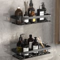 Miniatyrbillede 1 af 10: Brusehylde, bruseopbevaring uden boring, badeværelseskurv i aluminium, sort bruseopbevaring, bruseshampoholder, ingen borehylde (1 stk)