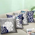 Miniatyrbilde 5 av 5: IC Blå putetrekk 18x18 Sett med 4 Grå dekorative trekk for sofa Moderne Daisy Case for stue, 18″×18″