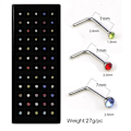 Miniatyrbild 4 av 5: IC 60 st/ Set Strass Nos Ring Ben Stud Rostfritt stål vit 1,8 mm