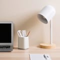 Miniatyrbilde 3 av 5: Skrivebordsblyantstativ Stativ Tofarget Blyantkopp Pott Organizer Sminkebørstestativ (grå+hvit-2-pakning)