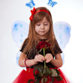 Miniatyrbillede 3 af 5: IC Fairy Butterfly Vinger, Tryllestav og Pandebånd til Piger blå + grøn