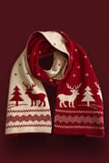 Varm vinterhalsduk, julklappshalsduk, dubbelsidig stickad halsduk, julgransälg, perfekt för jul- och vinterhelger, röd