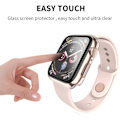 Pikkukuva 3 / 5: IC-kotelo Apple Watch Series 1/2/3/4/44:lle, sisäänrakennettu temperoitu lasi näytönsuojaksi - Kova PC-kotelo ympäri (Sininen) 44 mm