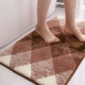 Miniatyrbillede 4 af 5: IC Gradient Diamant Badeværelsesmåtte Mikrofiber Blød Shaggy Bademåtte Skridsikker Absorberende Plys Gulvmåtter Måtte til Badekar Brusebad Badeværelse (Brun, 24\"x35\")
