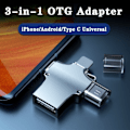 Pikkukuva 3 / 5: IC Tre-i-ett OTG-adapter för Apple typ-c Android-telefon extern silver