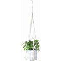 Miniatyrbild 1 av 4: IC Läder Växthängare Hängande Planteringskorg Inomhus Blomkrukhållare för Inomhus Utomhus Moderna Hemdekorationer Vit