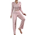 Pikkukuva 5 / 6: Kotiasu, rennot painetut housut, pitkät hihat, eurooppalainen ja amerikkalainen tyyli, ulkoiluvaatteet, naisten pyjama, kaksiosainen setti White floral background XL