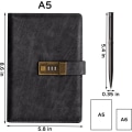 Miniatyrbillede 5 af 5: Låsbar Dagbog, A5 PU-Læderjournal med Lås 240 Sider, Vintage Lås Journal Adgangskodebeskyttet Notesbog med Pen og Gaveæske, 8,6 x 5,8 tommer