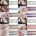 Miniatyrbillede 5 af 5: 3 pakker (72 stk) Reflekterende Glitter Cat Eye Tryk på Negle, Broken Diamond Gel Negle Kit, Blandet Rosa Brun Sort Gradient Falske 3 Bokse 01