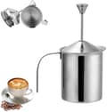 Manuel mælkeskummer, 800cc 304 rustfrit stål dobbeltnet, tåler opvaskemaskine, til cappuccino, latte, kaffe og varm chokolade