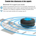 Pikkukuva 3 / 5: Kannettava Bluetooth-kaiutin, IPX7 vedenkestävä, Bluetooth 5.0 HD stereokaiutin imukupilla ja karabiinikoukulla
