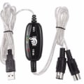Miniatyrbillede 4 af 5: IC USB IN-OUT MIDI Kabelkonverter PC til Musik Keyboard Adapter Co Sort One Size