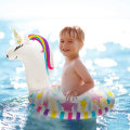 Miniatyrbilde 4 av 4: IC Oppblåsbar Unicorn Pool Float Pool Leksaker Unicorn Simring med paljetter Vattenfest Oppblåsbar Strand Fritidsflotte Barn og voksne Hvit