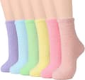 Halkfria fluffiga strumpor för kvinnor, 6 par fleece, sjukhusstrumpor med grepp, mjuka sovtofflor