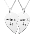 Miniatyrbillede 1 af 5: 2 stk. Bedste veninde halskæde, Weirdo 1 Weirdo 2 rustfrit stål vedhæng venskabssmykker Forever Split Heart Set