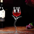 Miniatyrbild 2 av 4: Rött vinglas, rosa blomformad vinglas, cocktailvinbägare, fina rödvinsbägare, vinkocktailglas, set Gratis frakt