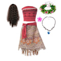 Miniatyrbillede 1 af 4: Moana Kjoler Piger Børnetøj Cosplay Vaiana Prinsessekjole Halskæde Paryk Børn Karneval Fest Sommer Disney Kostume Sæt Moana Sæt 03 Moana Set 03 3T(110)