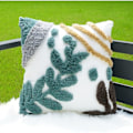 Miniatyrbillede 1 af 5: IC Bladtuftade pudebetræk - Boho Canvas tekstureret vævet dekorative pudebetræk til sofa, sofa, seng (BladB, 18\"x18\" )