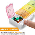 Miniatyrbillede 5 af 5: Ugentlig Pilleæske - Rejse Medicinæske med Trykknap Store Rum, Organizer til Tabletter Vitaminer & Kosttilskud, BPA Fri