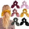 Miniatyrbillede 1 af 4: IC 6 stk Hår Scrunchies Satin Kaninøre Rosett Bowknot Scrunchie Bobbles Elastiske Hårbånd Hestesvansholder til Kvinder Tilbehør