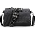Miniatyrbild 1 av 5: IC Gothic Skull Nit Dubbad Crossbody-väska för damer PU-läder Messenger-axelväska Armbandsväska Plånboksväska