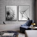 Miniatyrbild 5 av 5: Svartvit maskros canvastavla set med 3 tryck