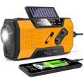 Miniatyrbillede 2 af 2: Solpaneler Håndsvinget FM AM NOAA Radio Bærbar Lommelygte Bordlampe Mobiltelefon USB Oplader Powerbank Udendørs LED Lys, 2000mAh Orange
