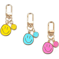 Miniatyrbillede 1 af 5: Sød Happy Expression Nøglering til Kvinder 3 stk. Sæt Lille Hvid Blå IC