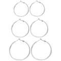 Pikkukuva 1 / 5: IC 3 par Sterling Silver Post Hoop örhängen (40/50/60MM) silver